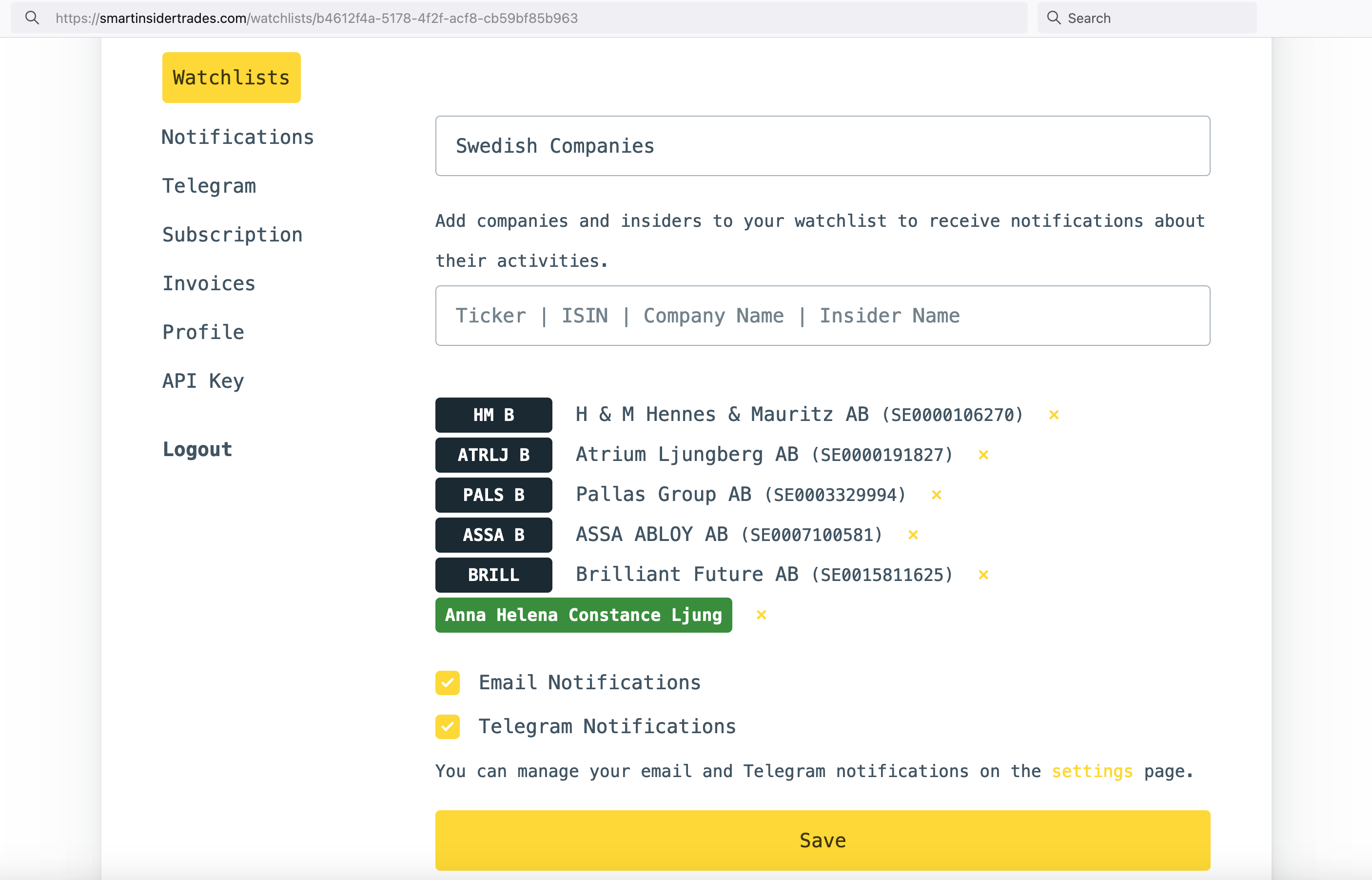 Create Watchlist